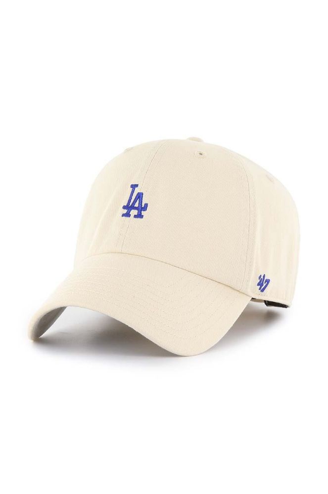 Бавовняна бейсболка 47brand MLB Los Angeles Dodgers колір бежевий з аплікацією (3277929)