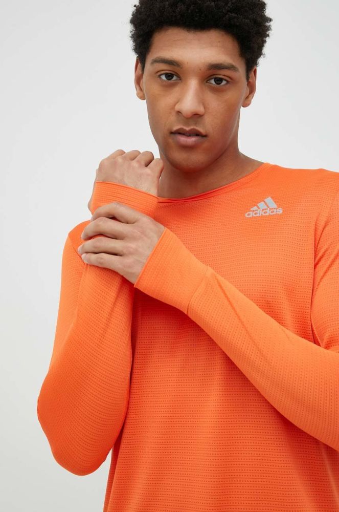 Лонгслів до бігу adidas Performance Own the Run колір помаранчевий однотонний