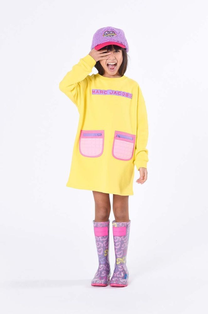 Дитяча бавовняна сукня Marc Jacobs колір жовтий mini пряма (3459544)