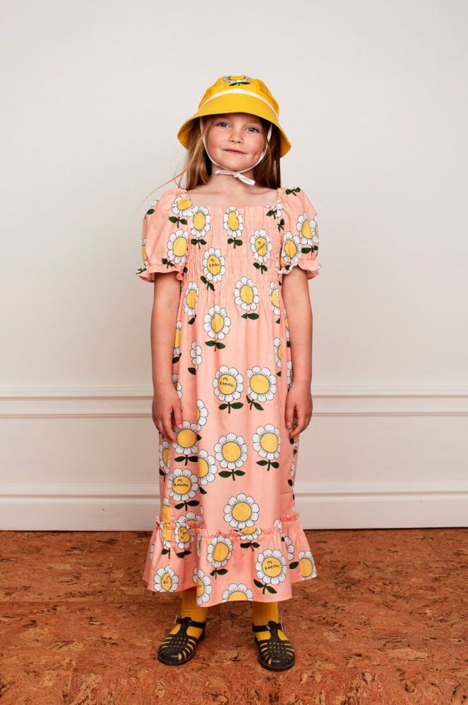 Дитяча бавовняна сукня Mini Rodini колір рожевий maxi розкльошена