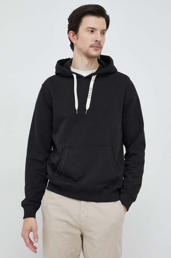 Кофта Guess чоловіча колір чорний з капюшоном однотонна (3103194)