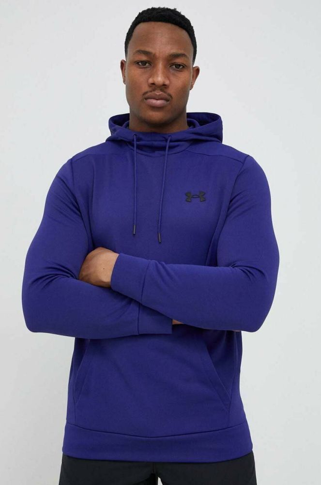 Кофта Under Armour колір синій з капюшоном однотонна