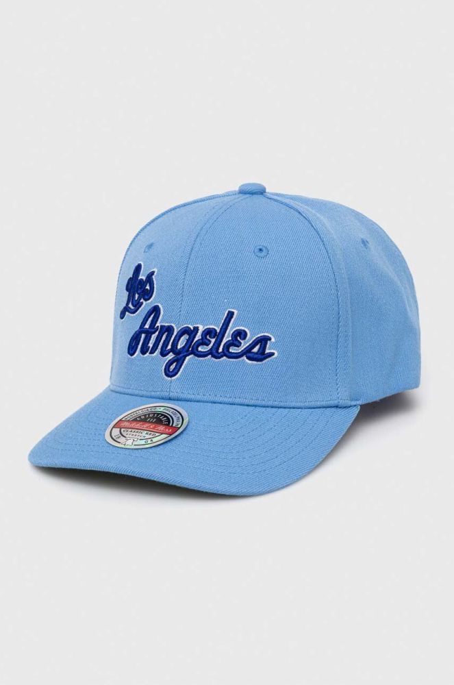 Кепка з домішкою вовни Mitchell&Ness Los Angeles Lakers з аплікацією колір блакитний