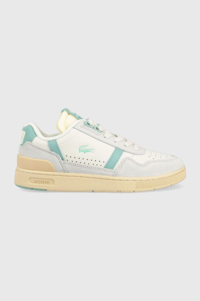 Шкіряні кросівки Lacoste T-Clip Leather Colour Pop колір сірий 45SFA0070